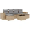 Image de vidaXL Ensemble de salon de jardin 7 pièces avec coussins Beige Poly Rattan