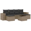 Image de vidaXL Ensemble de salon de jardin 7 pièces avec coussins Gris Poly rotin