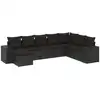 Image de vidaXL Ensemble de jardin canapé 8 pièces avec coussins noir poly rotin