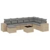 Image de vidaXL Ensemble de salon de jardin 9 pièces avec coussins beige Poly rotin
