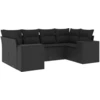 Image de vidaXL Ensemble de salon de jardin 6 pièces avec coussins noir poly rotin
