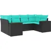 Image de vidaXL Ensemble de 6 canapés de jardin avec coussins, polyrattan noir