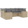 Image de vidaXL Ensemble de salon de jardin 6 pièces avec coussins Beige Poly Rattan