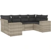 Image de vidaXL Ensemble de salon de jardin 6 pièces avec coussins gris clair Poly rotin