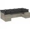Image de vidaXL Ensemble de salon de jardin 7 pièces avec coussins gris clair Poly rotin