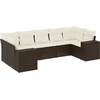 Image de vidaXL Ensemble de salon de jardin 7 pièces avec coussins Marron Poly rotin