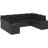Image de vidaXL Ensemble de salon de jardin 9 pièces avec coussins noir poly rotin