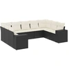 Image de vidaXL Ensemble de salon de jardin 9 pièces avec coussins noir poly rotin