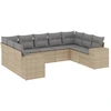 Image de vidaXL Ensemble de salon de jardin 9 pièces avec coussins beige Poly rotin