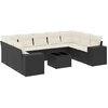 Image de vidaXL Ensemble de 10 canapés de jardin avec coussins noir poly rotin