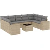 Image de vidaXL Ensemble de salon de jardin 10 pièces avec coussins Beige Poly Rattan