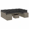 Image de vidaXL Ensemble de salon de jardin 10 pièces avec coussins Gris Poly Rattan