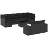 Image de vidaXL Ensemble de 10 canapés de jardin avec coussins noir poly rotin