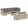 Image de vidaXL Ensemble de salon de jardin 10 pièces avec coussins Beige Poly Rattan