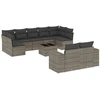 Image de vidaXL Ensemble de salon de jardin 10 pièces avec coussins Gris Poly Rattan