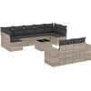 Image de vidaXL Ensemble de 10 canapés de jardin avec coussins gris clair Poly rotin