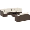 Image de vidaXL Ensemble de salon de jardin 10 pièces avec coussins Marron Poly Rattan