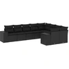 Image de vidaXL Ensemble de salon de jardin 9 pièces avec coussins noir poly rotin
