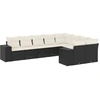 Image de vidaXL Ensemble de salon de jardin 9 pièces avec coussins noir poly rotin