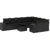 Image de vidaXL Ensemble de 10 canapés de jardin avec coussins noir poly rotin