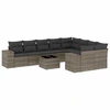 Image de vidaXL Ensemble de salon de jardin 10 pièces avec coussins Gris Poly Rattan