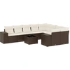 Image de vidaXL Ensemble de salon de jardin 10 pièces avec coussins Marron Poly Rattan