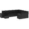 Image de vidaXL Ensemble de 10 canapés de jardin avec coussins noir poly rotin