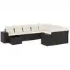 Image de vidaXL Ensemble de 10 canapés de jardin avec coussins noir poly rotin