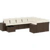 Image de vidaXL Ensemble de salon de jardin 10 pièces avec coussins Marron Poly Rattan