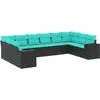 Image de vidaXL Ensemble de 10 canapés de jardin avec coussins, polyrattan noir