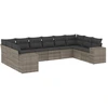 Image de vidaXL Ensemble de salon de jardin 10 pièces avec coussins Gris Poly Rattan