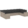 Image de vidaXL Ensemble de 10 canapés de jardin avec coussins gris clair Poly rotin