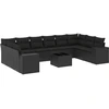 Image de vidaXL Ensemble de salon de jardin 11 pièces avec coussins noir poly rotin