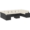 Image de vidaXL Ensemble de salon de jardin 11 pièces avec coussins noir poly rotin