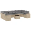 Image de vidaXL Ensemble de salon de jardin 11 pièces avec coussins Beige Poly Rattan