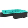 Image de vidaXL Ensemble de 10 canapés de jardin avec coussins, polyrattan noir