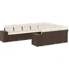 Image de vidaXL Ensemble de salon de jardin 10 pièces avec coussins Marron Poly Rattan