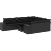 Image de vidaXL Ensemble de salon de jardin 11 pièces avec coussins noir poly rotin