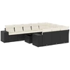 Image de vidaXL Ensemble de salon de jardin 11 pièces avec coussins noir poly rotin