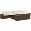 Image de vidaXL Ensemble de salon de jardin 11 pièces avec coussins Marron Poly rotin