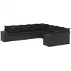 Image de vidaXL Ensemble de 10 canapés de jardin avec coussins noir poly rotin