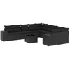 Image de vidaXL Ensemble de salon de jardin 11 pièces avec coussins noir poly rotin