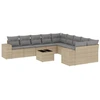 Image de vidaXL Ensemble de salon de jardin 11 pièces avec coussins Beige Poly Rattan