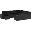Image de vidaXL Ensemble de salon de jardin 11 pièces avec coussins noir poly rotin