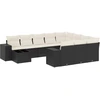 Image de vidaXL Ensemble de salon de jardin 11 pièces avec coussins noir poly rotin