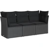 Image de vidaXL Ensemble de salon de jardin 3 pièces avec coussins noir poly rotin