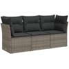 Image de vidaXL Ensemble de salon de jardin 3 pièces avec coussins Gris Poly rotin