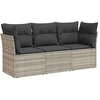 Image de vidaXL Ensemble de salon de jardin 3 pièces avec coussins gris clair Poly rotin