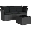 Image de vidaXL Ensemble de salon de jardin 4 pièces avec coussins noir poly rotin