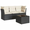 Image de vidaXL Ensemble de salon de jardin 4 pièces avec coussins noir poly rotin